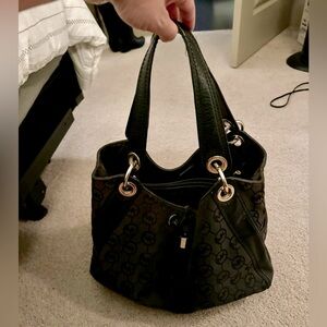 Designer-Style Black Logo Tote Handbag